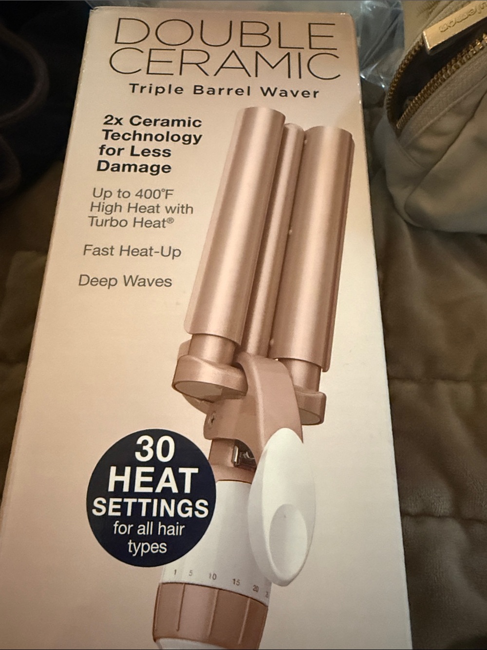 Double Ceramic Triple Barrel Waver Hair Styling Iron - Rose Gold